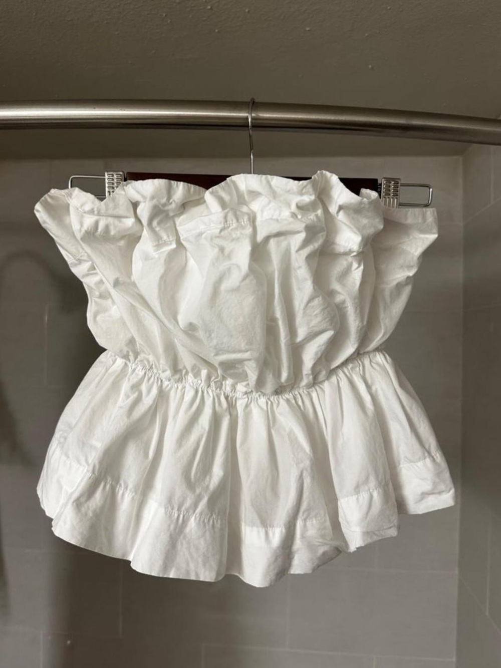 By Anthropologie White Strapless Ruffle Peplum Cotton Tube Top Sleeveless XS